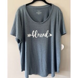 Women 2x Blessed Homegirl Society Shirt Heathered Blue New